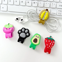 Organisateur de câbles créatif et mignon en PVC et silicone, motif fruits de dessin animé, pour filles, pour écouteurs, câbles de téléphone et de charge, avec clip de rangement