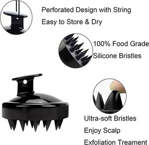 Manual Hair Scalp Massager Round Silicone Head Shampoo <b>Brush</b> with Non-Static ABS Handle Soft and Gentle for Massage - Product Image 2