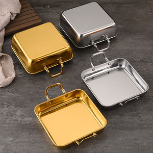 Bandeja Rectangular de Acero Inoxidable con Asas, Fondo Plano Profundo, para Pastel, Tiramisú, Bandeja de Servicio, Uso en Hoteles, Cafeterías y Salones de Té - Product Image 2