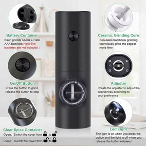 Hot Selling Battery Powered Stainless Steel Eco-Friendly <b>Pepper</b> <b>Grinder</b> Set with Adjustable Coarseness LED Light for Salt <b>Pepper</b> - Product Image 4