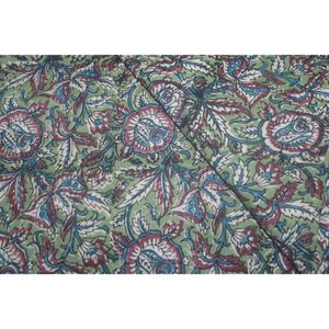 Tela de Algodón Estampada a Mano con un Hermoso Diseño de Hojas, Textil Artesanal Tradicional de Jaipur para Prendas Femeninas - Product Image 2
