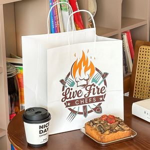 Bolsas de Papel Kraft Personalizadas para Llevar, Biodegradables, Reciclables, para Envasado de Alimentos con Asas, para Restaurantes, Barbacoa, Comida Rápida y Entrega a Domicilio - Product Image 3
