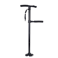 Canne pliante pour personnes âgées avec deux poignées, quatre pieds, en aluminium, avec fonction d'éclairage réglable