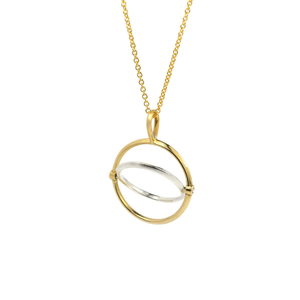 Nuova collana personalizzata con cerchio cinetico filatore in acciaio inossidabile dorato, ciondolo sensoriale rotante Chic lucido - Product Image 2