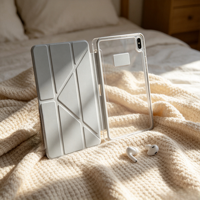 Étui magnétique blanc antichoc pour iPad Pro 11 pouces / iPad Air, coque transparente en TPU anti-chute avec support réglable