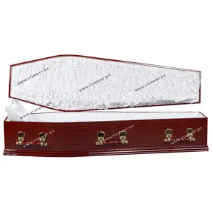 3203 wholesale cheap and good Australian Style coffin box with Gold metal decoration wooden casket coffin price supplies funeral