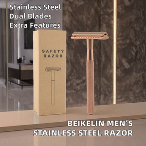 Men's Straight Metal Stainless Steel Double Edge <b>Shaving</b> Safety Razor XE-Zhao Face Tool - Product Image 2