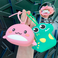 Porte-clés en silicone à motif animalier de dessin animé mignon, sac de rangement, porte-monnaie pour couple et enfants, petit cadeau, pendentif de fête