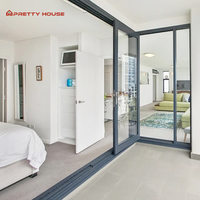 Porte coulissante moderne à double vitrage, résistante au vent, à rupture de pont thermique, insonorisée, pour balcon ou terrasse