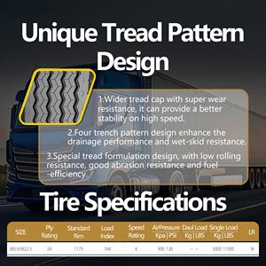 Vente d'usine Pneu de camionnette commerciale, motif à <span class=keywords><strong>4</strong></span> rainures pour améliorer le drainage et la résistance au glissement sur surface humide, pneu TBR tout acier 385/65R22.5 - Product Image 4