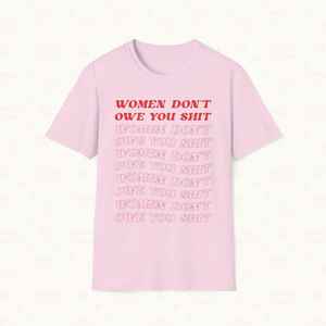 Camiseta feminista para mujer Don't Owe You Shit, estilo vintage, cuello redondo, manga corta, 100% algodón, corte regular, para todas las estaciones - Product Image 1