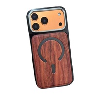 Coque de protection minimaliste en grain de bois magnétique antichute et antichoc résistante aux rayures pour iPhone 17 Pro Max et 17 Air