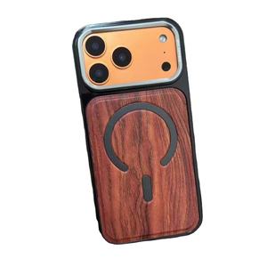 Très populaire aux États-Unis pour <span class=keywords><strong>iPhone</strong></span>, <span class=keywords><strong>coque</strong></span> de téléphone classique en PC avec pièce en bois, antichoc, magnétique, étui de protection pour téléphone portable - Product Image 1