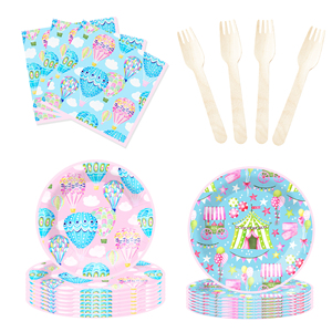 Juego de Vajilla Desechable DAMAI con Temática de Circo, Decoración para Fiestas, Juego de Vajilla Desechable con Plato de Papel y Servilleta de Papel - Product Image 2