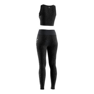 Ensemble d'entraînement pour femmes, coupe ajustée, haut court et leggings de compression avec ceinture souple et coutures renforcées pour le fitness - Product Image 2