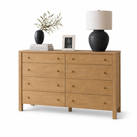Commode à 8 tiroirs en chêne massif, style luxe discret et moderne, meuble de rangement pour chambre et appartement