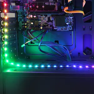 Bande lumineuse LED WS2812 WS2812B, 30/60LED, 1M, avec contrôleur symétrique, Interface SATA, pour décoration de boîtier d'ordinateur