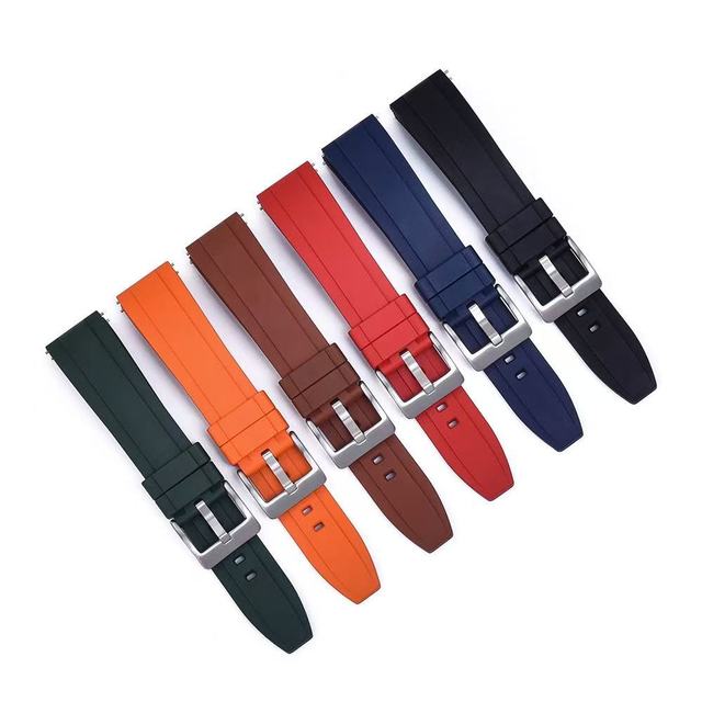 Premium Comfortable FKM Rubber Quick Release Watch Strap Waterproof Fluororubber Replacement Watchband for Smart Watch