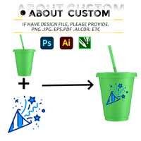Gobelet en plastique réutilisable personnalisable avec logo, 16 oz, simple paroi, avec couvercle et paille, idéal pour les fêtes à la piscine, mariages, anniversaires, gobelets à boissons