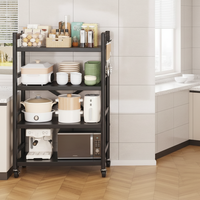Étagère de rangement pliable en métal laqué, 5 niveaux, durable, écologique, pour cuisine et salle de bain, pour vaisselle