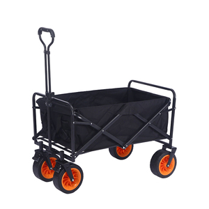 Chariot de camping pliable et portable, chariot utilitaire robuste à quatre roues, chariot de plage, de pique-nique et de courses pliable, en toile et acier - Product Image 3