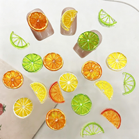 30 pièces/sac, décorations 3D en résine pour ongles, tranches de fruits de couleur unie, translucides, imitant des éclats de citron et d'orange, pour ongles à presser