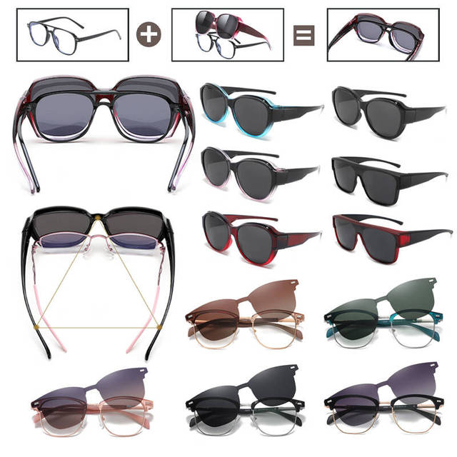 CONCHEN Hot Selling TR90 Frames Magnetic Clip on Sun Glasses Men Women Custom Logo Oversized Fit Over Sunglasses Polarized 2025