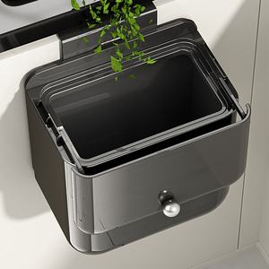 Cubo de basura de cocina montado en la pared con tapa para el hogar, cesta de papel con tapa abatible, cubo de almacenamiento. - Product Image 4