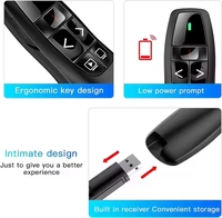 Pointeur laser sans fil intelligent 2,4 G, présentateur PPT avec fonction de lampe torche laser rouge, portée de 30 m, batterie AAA, télécommande stylo