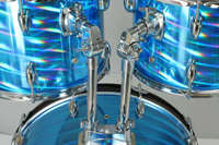TEAMO Children Adult Five-Drum Set Two Cymbals Durable Wood Percussion Instrument Snare Bass Drum Oilpaper Drumheads Blue