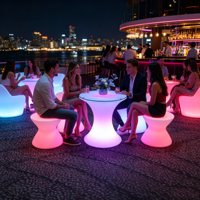 Ensemble de tables de bar LED étanches certifiées CE LVD, tables de cocktail lumineuses RGB pour les fêtes sur la plage, les mariages, les événements, la location |   Usine