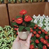 Plante au crochet 2026 : Décoration de feuilles faites main, mini plante en pot au crochet, Monstera, Caladium, Coleus, Arrowhead, pour décoration de bureau