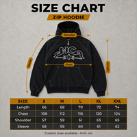 Sudadera con capucha personalizada de 460GSM con costuras en contraste, bordado de contorno de grafiti negro, tirador de cremallera con estrella, estilo urbano, fabricante OEM ODM