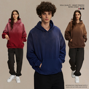 Großhandel Vintage 450g Heavy Wash Pullover Männer XL Größe Benutzer definiertes Logo Übergroßer Druck Design Modische Wasser löcher Stoff - Product Image 1