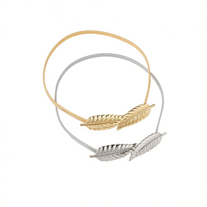 Cinturón elástico de metal con hebilla de hoja para mujer, cinturón fino de 1 cm para vestido, ropa informal - Product Image 2