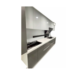 Juego de Muebles de Cocina Contemporáneos de Madera Maciza con Chapa de Madera, Diseño Independiente para Apartamento - Product Image 1