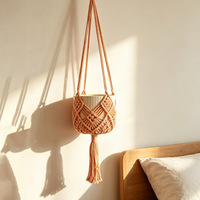 Panier suspendu en corde de coton tissé à la main, porte-plante en macramé, pot rond pour plantes, décoration de jardin intérieur et extérieur