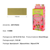 Honeypuff Guarana Wraps King Size, sans tabac, sans nicotine, feuilles à rouler, 4 par sachet, infusées d'énergie naturelle