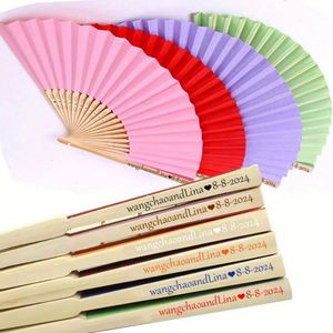 Éventails pliants d'été personnalisables pour mariage, style vintage japonais et chinois, en bambou, avec motifs peints pour mariage - Product Image 5