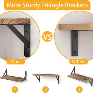 Solid Wood <b>Wall</b> <b>Mounted</b> <b>Shelf</b> 3 Tier Rectangle Durable Multipurpose Storage Rack For Bedroom Living Room - Product Image 5