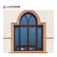 Ventana de Madera Sólida con Diseño Arqueado y Barras Coloniales, Certificación NFRC de Texas, Diseño de Marco de Puerta y Ventana de Madera Arqueada