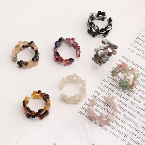 Creative Three-dimensional Small Flower Ring Anillos Ajustables De Resina Personalized Gradient Color Flower Resin Ring