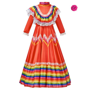 Disfraz de Bailarina Folclórica Mexicana Tradicional de Jalisco para Niñas, Disfraces de Carnaval de Halloween para Niños - Product Image 3