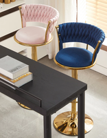 Tabouret de bar pivotant moderne de luxe avec structure en fer durable, chaise de salle à manger vintage haute dorée, siège en velours – En promotion
