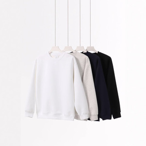 Produttori di abbigliamento personalizzato 380 grammi di cotone poliestere tessuto Casual ampio a maniche lunghe <span class=keywords><strong>felpa</strong></span> girocollo tinta unita - Product Image 2