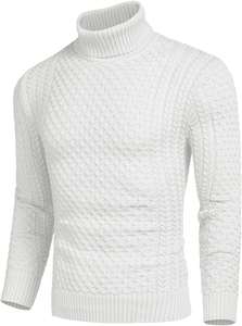 Custom High Quality Anti-Wrinkle Slim Long Sleeve <b>Turtleneck</b> White Knitted Winter <b>Men</b> Pullover <b>Sweater</b> - Product Image 3