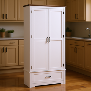 Armario de Almacenamiento Independiente Blanco de 69 Pulgadas con 2 Puertas y Estantes Ajustables para Cocina o Despensa - Product Image 2