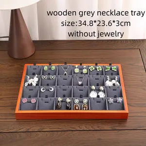 Jinsky New Product Fashion Jewellery Tray Pendant Ring Necklace Luxury Tray Jewelry Display Solid Wood Jewelry Tray
