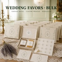 Boîte de savon en papier semence pour mariage avec bande décorative et carte de remerciement, style vintage royal, imprimée sur mesure, vente en gros