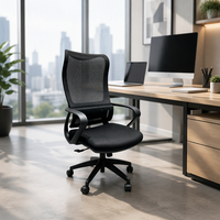 Chaise de bureau exécutive ergonomique moderne à dossier haut en maille avec support lombaire réglable, siège de travail pivotant pour bureau à domicile